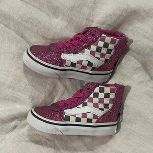 Vans Kids Pink Glitter Checkered Sneakers size 4 toddler